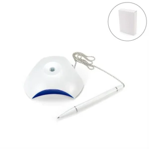 Counter Pen with Base Holder and Secured Chain – Blue Ink