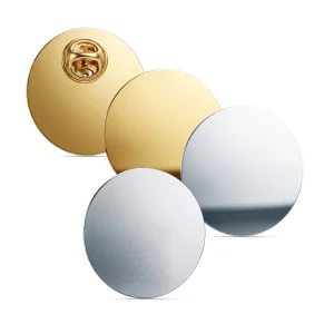 Round Flat Metal Badges – 30mm Butterfly Clutch or No Attachment